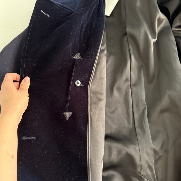 Tom Ford Mens Wool Felt Officer Pea Coat Jacket Navy IT 52 US 42 L Velour Collar - Picture 14 of 16